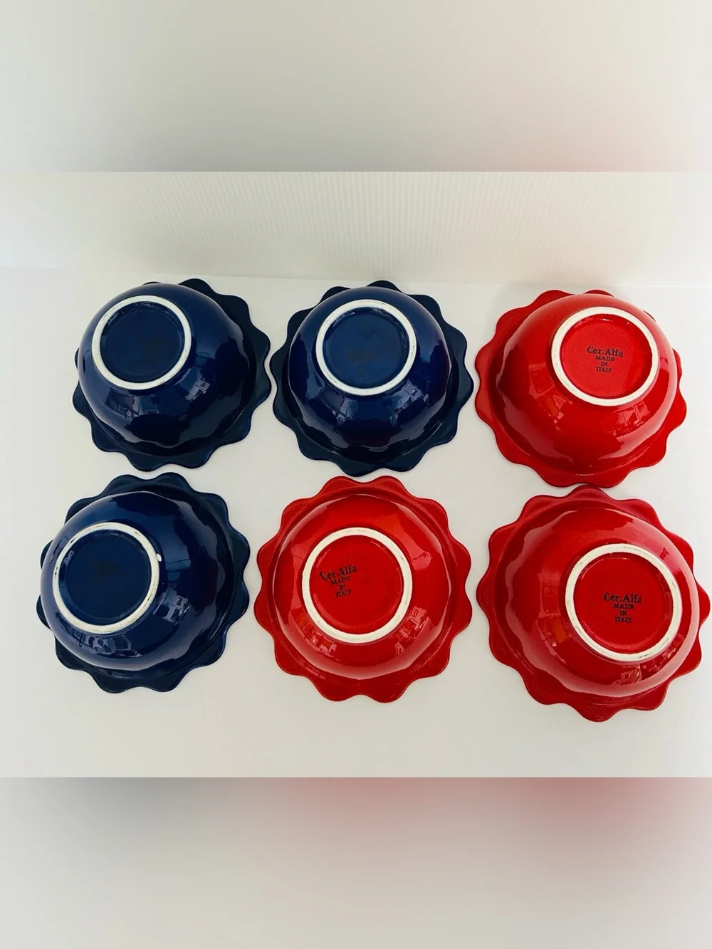 Crate & Barrel Made in Italy 90s 2000s Ceramiche Alfa Set of 6 Dessert Bowls